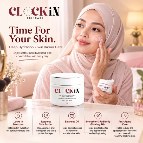CLOCKIN SKINCARE Advanced Moisturizing Cream - Barrier Repair for Sensitive Skin - Face, Body & Hand